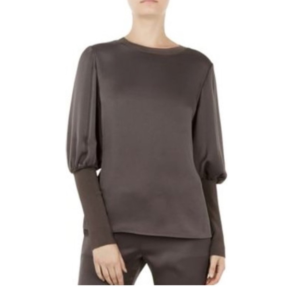 Ted Baker Tiliey Juliet Sleeve Olive Green Puff Sleeve Blouse